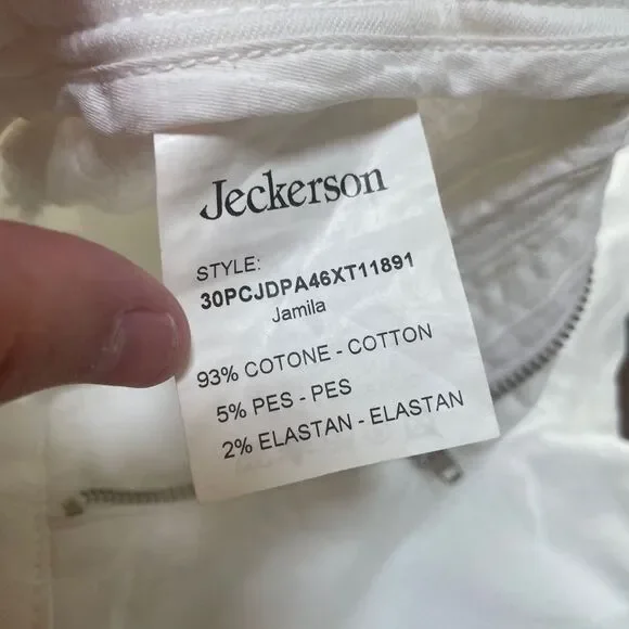 Jeckerson White Denim Jeans Sz. 24 Made in Italy Runs 26” - Picture 11 of 12